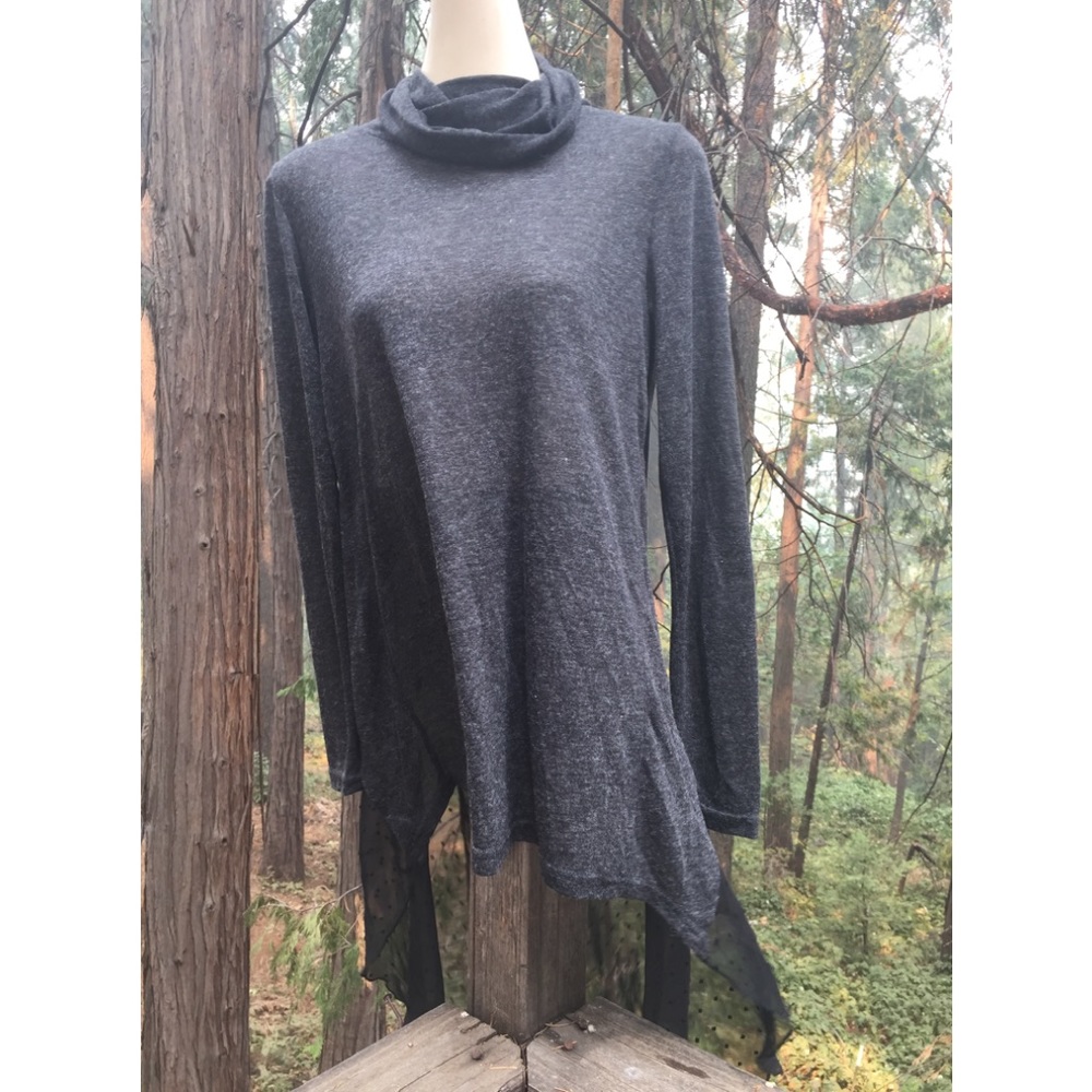 A’reve soft gun metal gray knit tunic top / dress with inset back - Picture 2 of 15